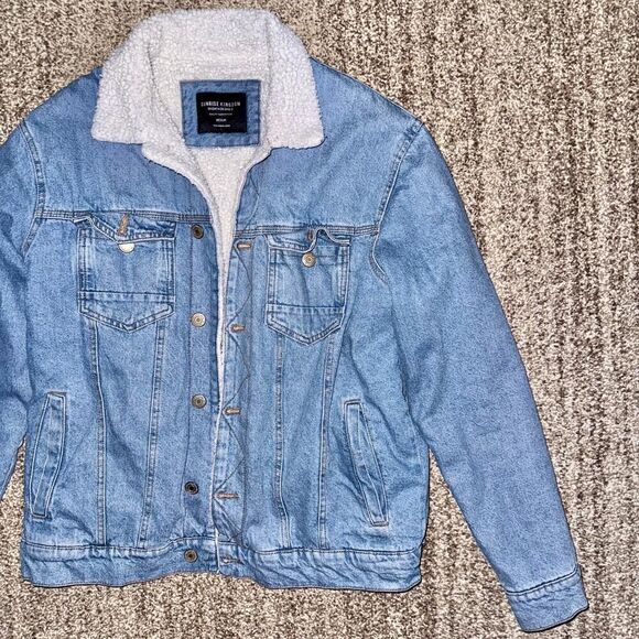 Sunrise Kingdom Men's Sherpa Lined Denim Trucker Jacket Blue Size Medium - Picture 6 of 10